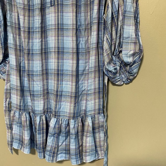 Max Studio Yarn Dye Bubble Sleeve Plaid Tier Dress - Picture 6 of 6